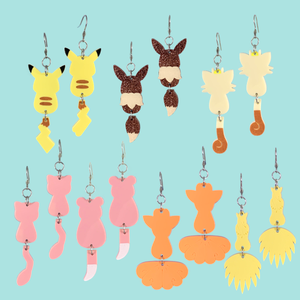 Pokemon Swinging Tails Laser Cut Acrylic Drop Earrings Pokemon Swinging Tails Laser Cut Acrylic Drop Earrings
