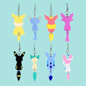 Eeveelution Swinging Tails Laser Cut Acrylic Drop Earrings Eeveelution Swinging Tails Laser Cut Acrylic Drop Earrings