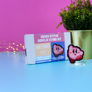 Kirby - Cross Stitch Acrylic Display Stand Kit (Full Skein) Kirby - Cross Stitch Acrylic Display Stand Kit (Full Skein)