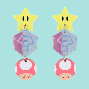 Mario Kart Trio Drop Laser Cut Earrings