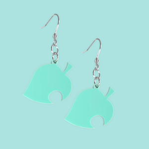 Animal Crossing Leaf Laser Cut Acrylic Drop Earrings