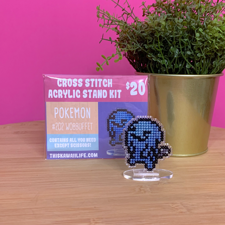 #202 Wobbuffet - Cross Stitch Acrylic Display Stand Kit