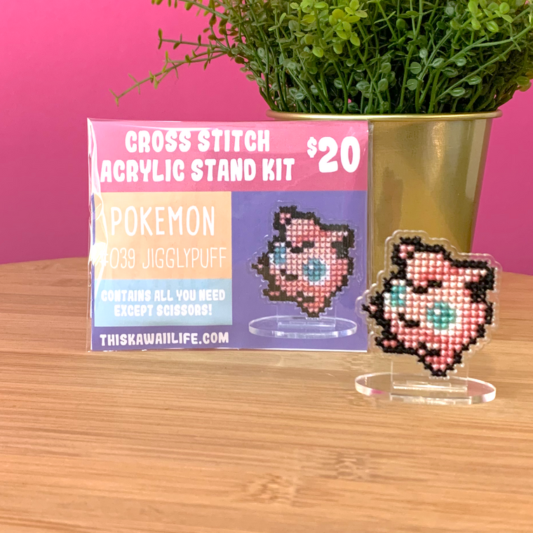 #039 Jigglypuff - Cross Stitch Acrylic Display Stand Kit