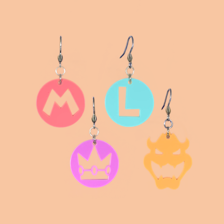 Mario Icons Laser Cut Acrylic Earrings