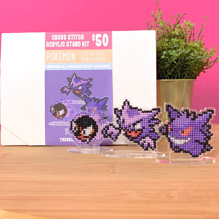 #092-094 Gastly Evolution Set - Cross Stitch Acrylic Display Stand Kit