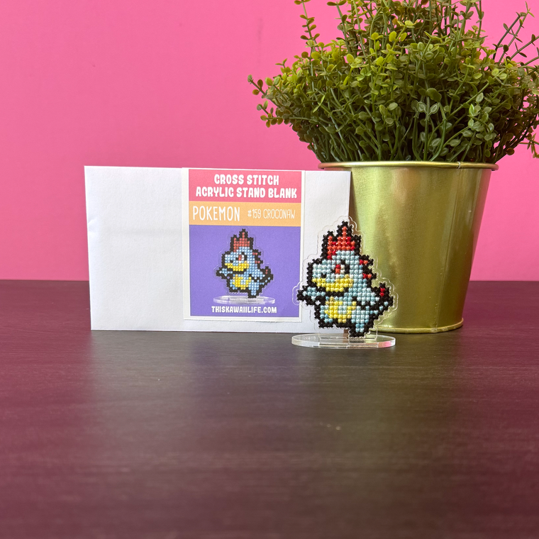 #159 Croconaw - Cross Stitch Acrylic Display Stand Blank