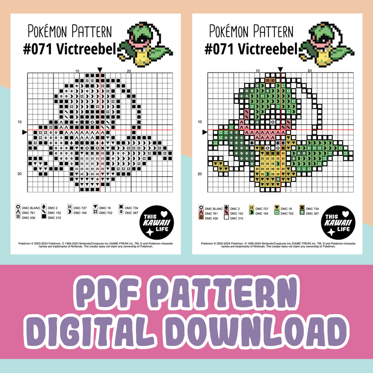 #071 Victreebel - Cross Stitch Digital PDF Download Pattern