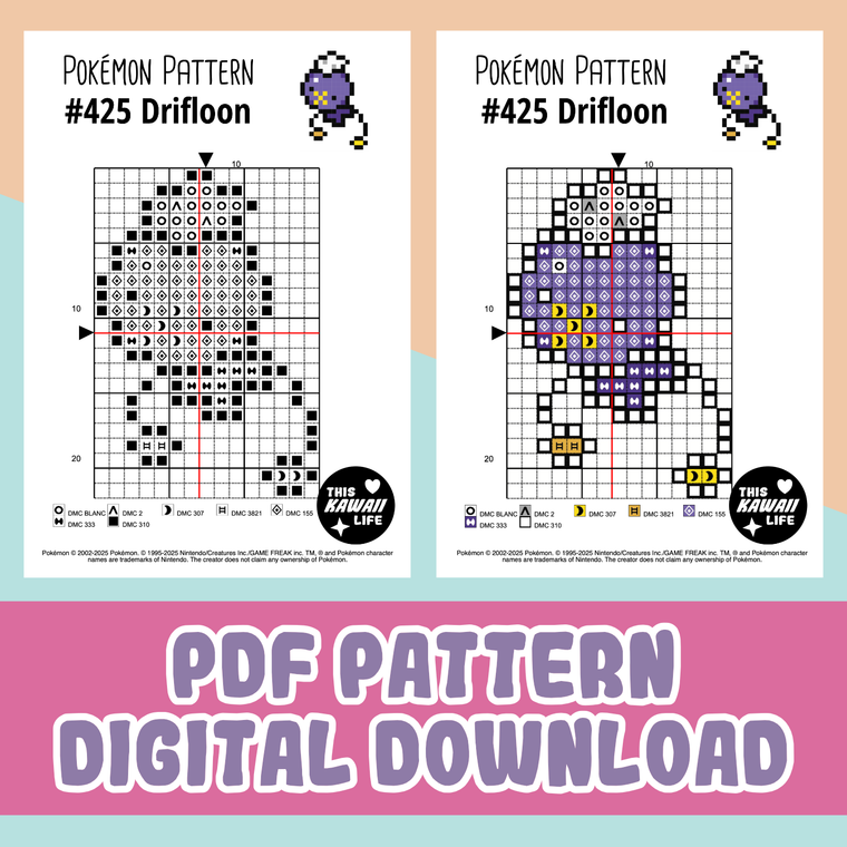 #425 Drifloon - Cross Stitch Digital PDF Download Pattern