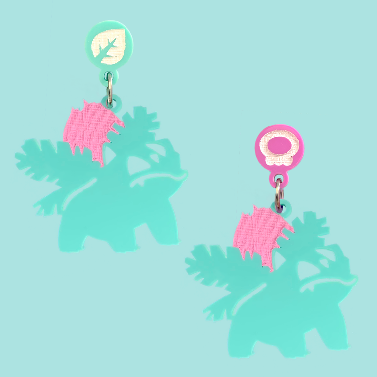 Ivysaur Laser Cut Acrylic Earrings