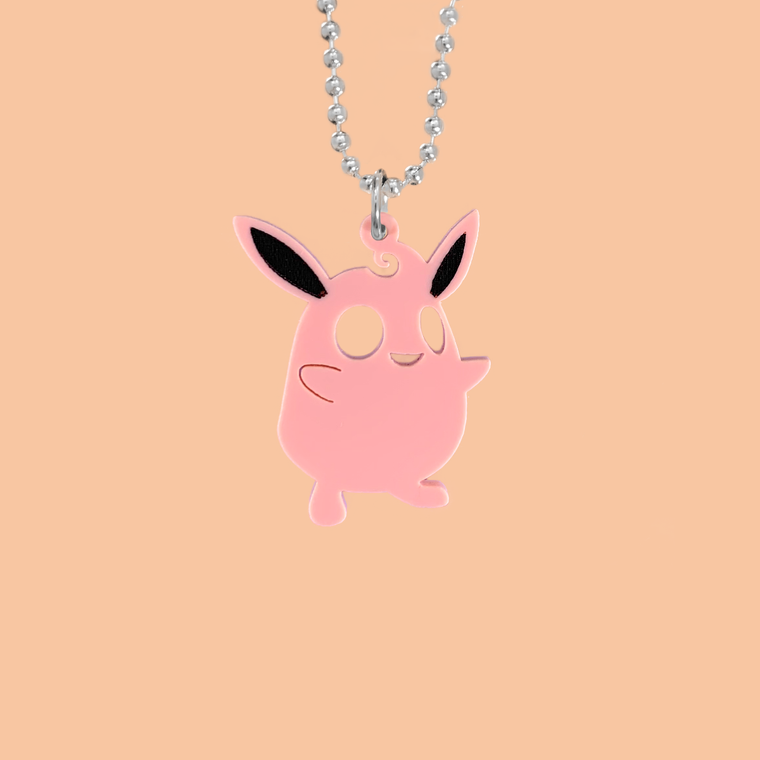 Wigglytuff Laser Cut Acrylic Necklace