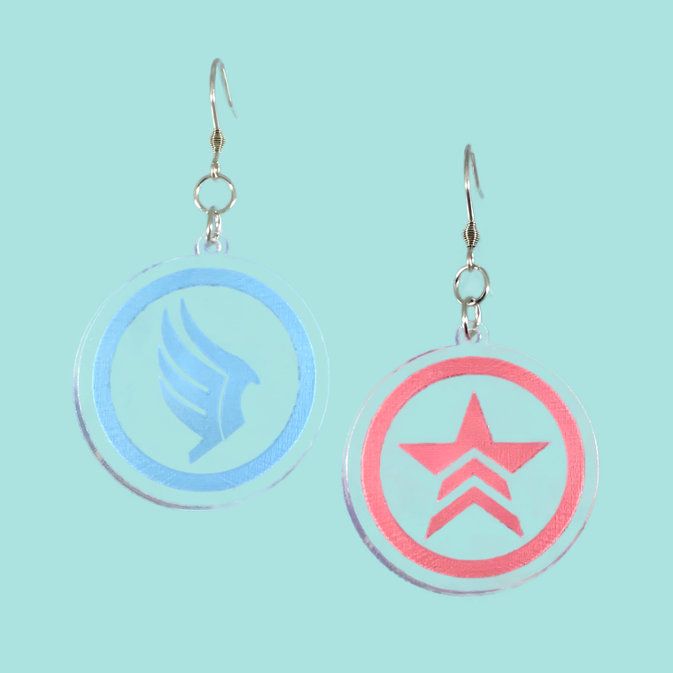 Mass Effect Renegade and Paragon Laser Cut Acrylic Earrings