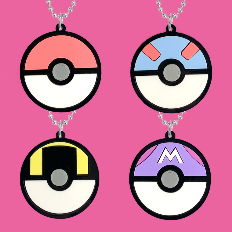 Poke Ball Laser Cut Acrylic Deluxe Necklace