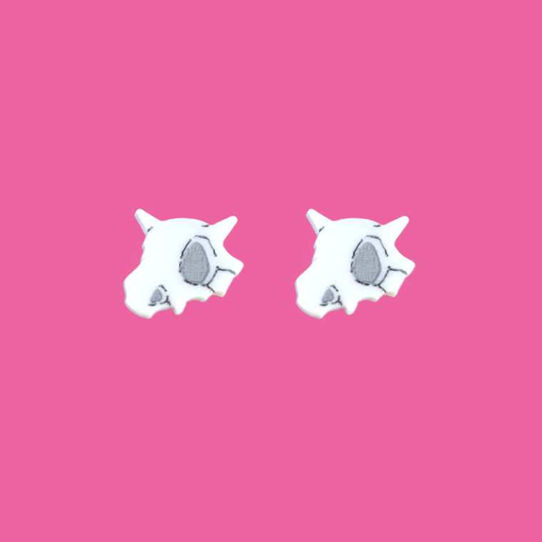 Cubone Skull Laser Cut Acrylic Stud Earrings