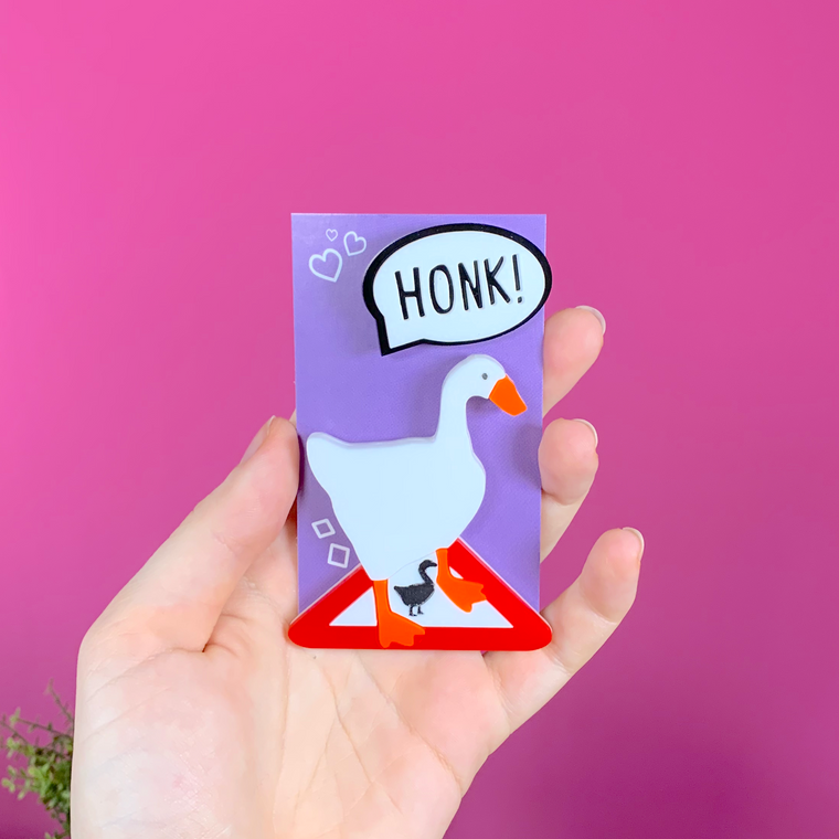 HONK! Untitled Goose Game Laser Cut Acrylic Brooch
