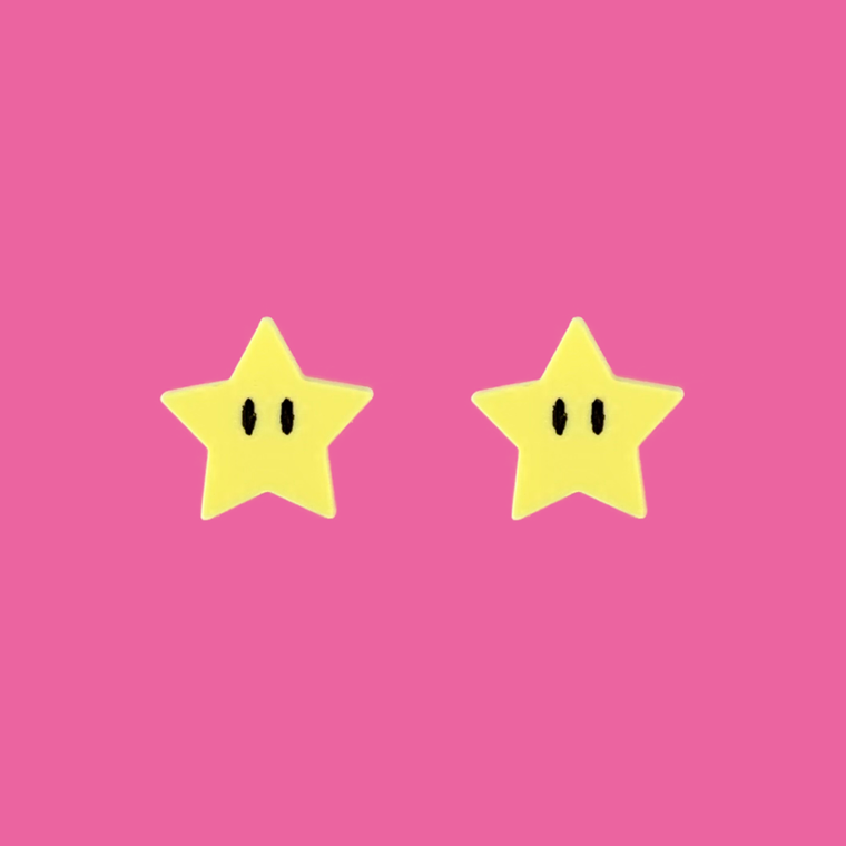 Mario Kart Invincibility Star Stud Earrings