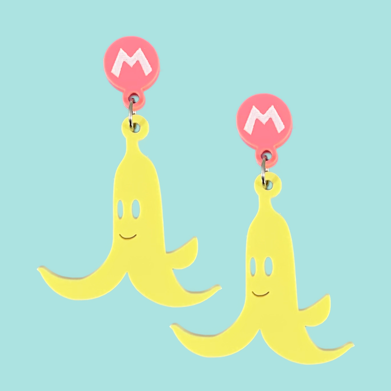 Mario Kart Banana Laser Cut Earrings