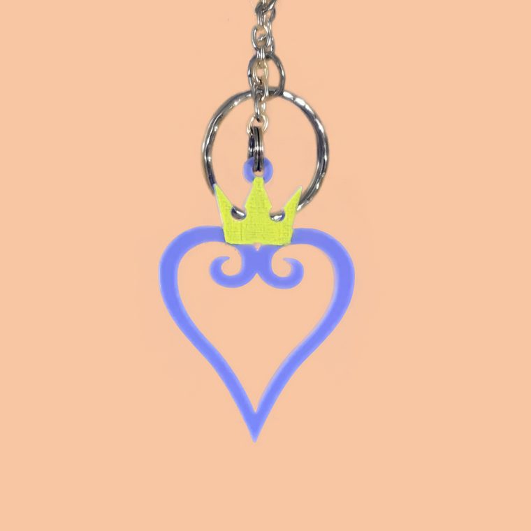 Kingdom Hearts Heart and Crown Laser Cut Keychain
