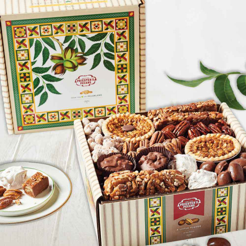Taste of Priester’s pecan candy and snack gift box with assorted pecan treats and mini pecan pies
