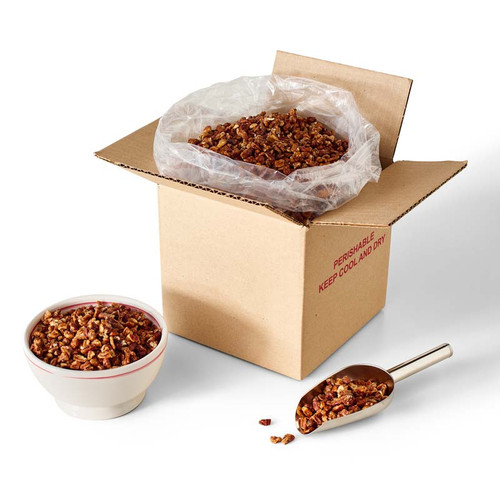 5 lb Bulk Box, Honey Glazed Medium Pecan Pieces