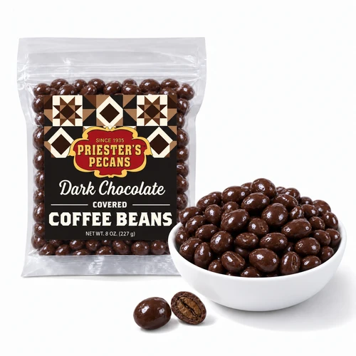 Priester’s Pecans Dark Chocolate Covered Coffee Beans in an 8 oz. bag