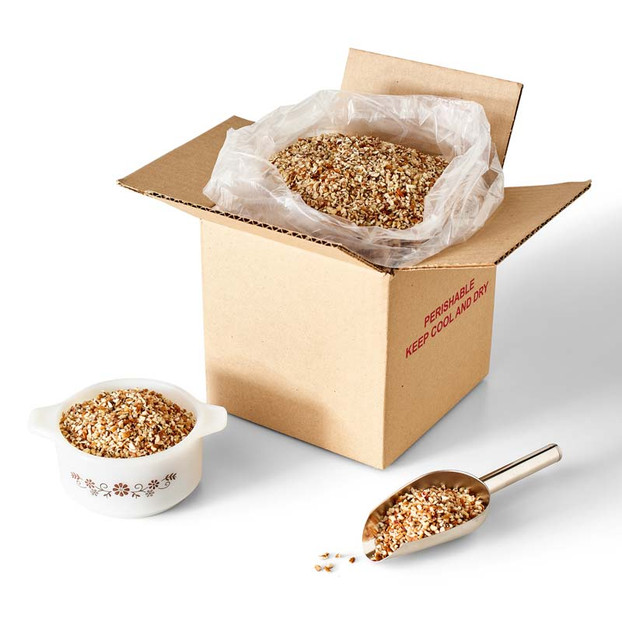 Priester's Extra Small Natural Pecan Pieces, 5 lb bulk case of premium Southern grown pecan pieces for baking, cooking, pies, cookies, and candy making.