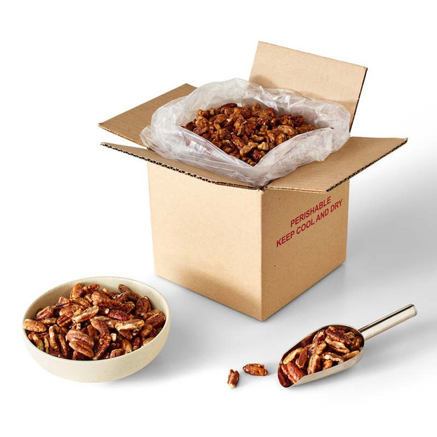5 lb Bulk Box, Honey Glazed Mammoth Pecan Pieces