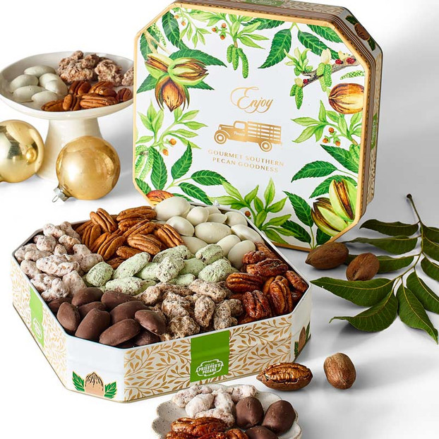 Seven Pecan Favorites - Pecan Grove Gift Tin - 1 lb. 5 oz.
