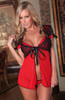 Provocative Flamenco  Lace Babydol Set Red Open Tie-front-1