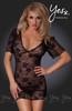 YesX Floral Babydoll Lace Black W/Thong 