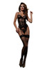 YesX Steaming 3 pc Lace Corset, Thong & Stockings Black 