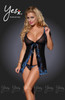 YesX Mesh Floral Lace Dress & Thong Black/Blue