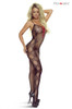 Provocative Floral Embroidery Bodystocking Open Black-4