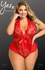 Stunning Hot Red Lacey Teddy12