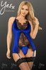 Rich Blue Gartered Babydoll Set8