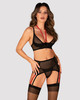 Glandez Sexy Black Bra, Garter Belt, Thong 1