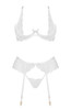 Rose Bra Thong Garter Belt Set White7
