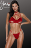 Sexy Red Hollow Cut Halter Bra Set  1
