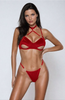 Sexy Red Hollow Cut Halter Bra Set 2