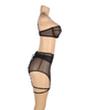 Black Mesh Bra Garter Lace-Up Set 9