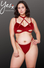  YesX Red Hollow Cut Halter Bra Set Plus Size 3