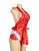 YesX Plus Size Christmas Halter Neck Teddy 2
