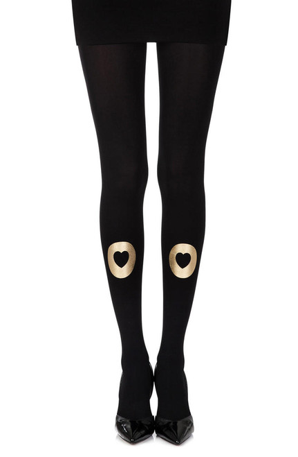 Zohara Tights Into My Heart Black Print Tights -1