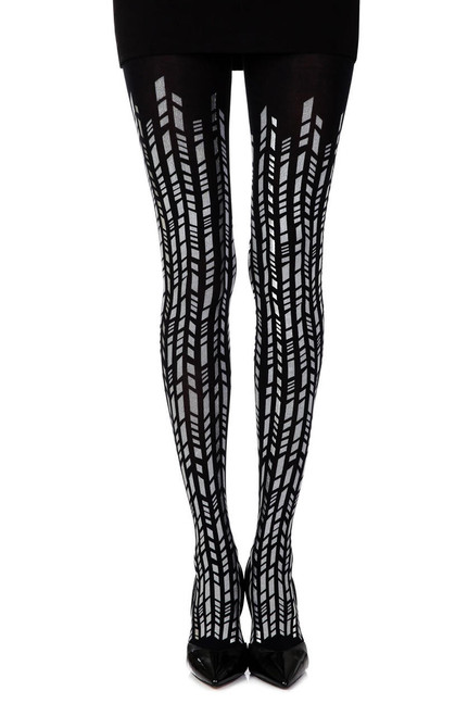  Zohara Tights Cross It Black/Silver Print Tights 