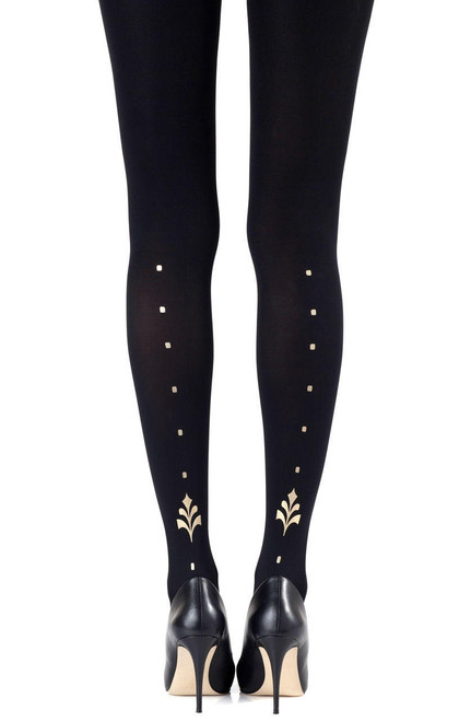 Zohara Dot Calm Gold Print Tights -1