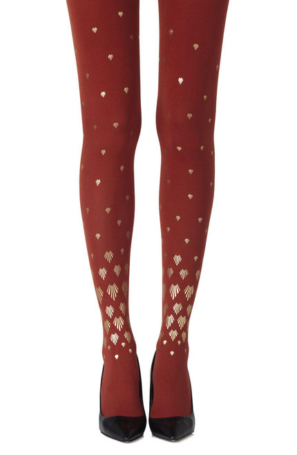 Zohara Shell Out Rust Print Tights -1