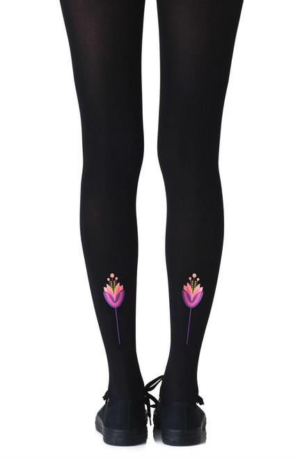 Zohara Lotus Position Black Print Tights -1