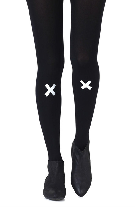  Zohara Kiss And Tell  Light Grey Print Tights 