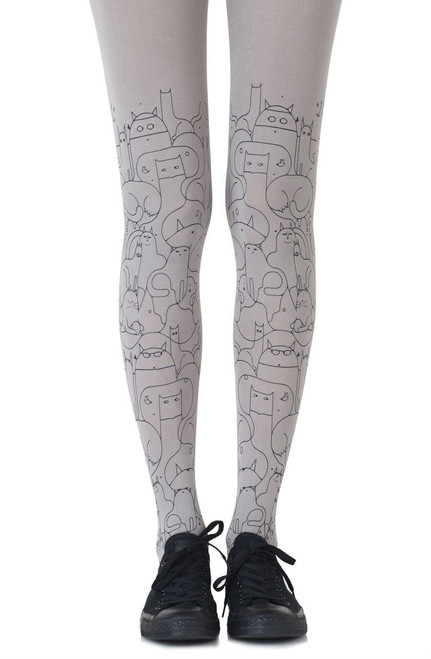 Zohara Cat Lady Light Grey Tights -1