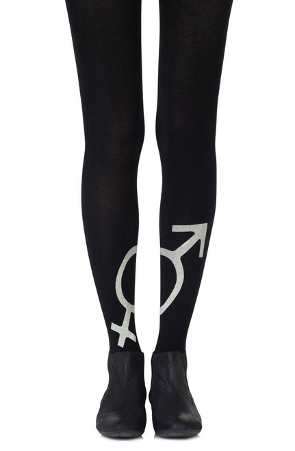 Zohara Mars  Plus Venus Light Grey Print Tights -1