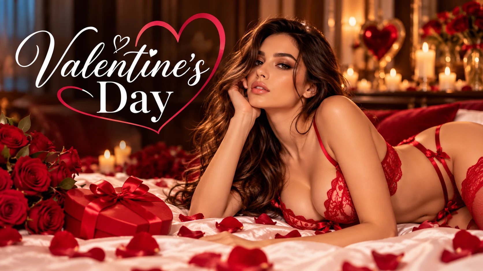 Valentine&rsquo;s Day lingerie collection featuring romantic red lingerie